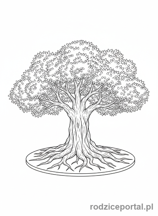 Kolorowanka Równowaga - Drzewo z korzeniami.