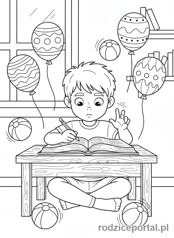 Kolorowanka Równowaga Emocji - Student z elementami zabawy.