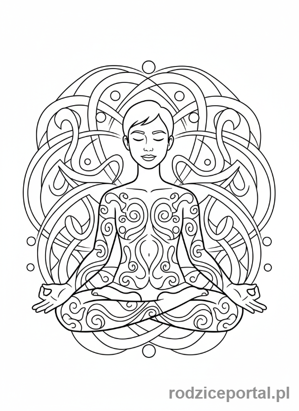 Kolorowanka Równowaga - Medytująca postać.