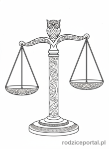 Kolorowanka Równowaga - Waga sprawiedliwości.