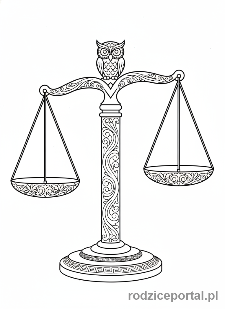 Kolorowanka Równowaga - Waga sprawiedliwości.