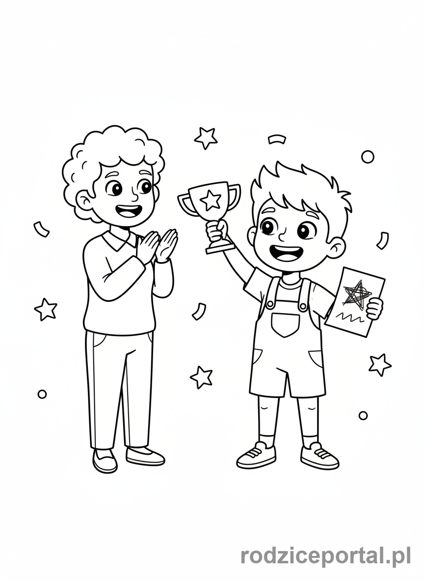 Kolorowanka Rozmowa O Emocjach - Dziecko dumne z osiagniecia.