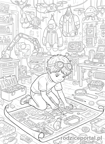 Kolorowanka Rozwijające Kreatywność - Dziecko projektuje pojazd