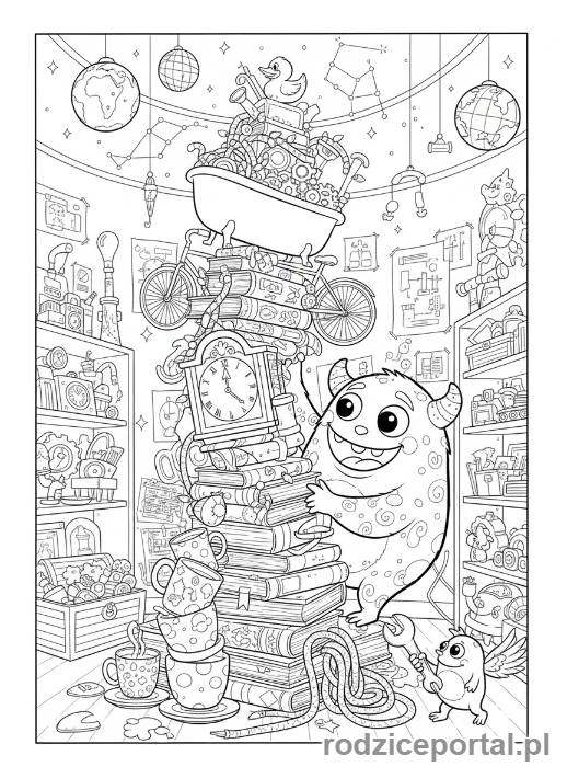 Kolorowanka Rozwijające Kreatywność - Fantastyczne stworzenie buduje