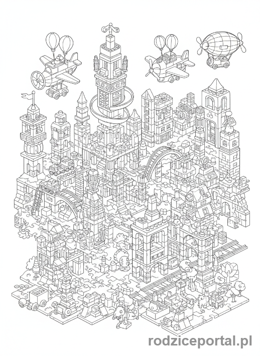 Kolorowanka Rozwijające Kreatywność - Miasto zabawek