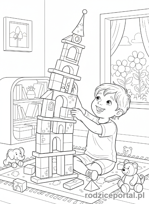 Kolorowanka Rozwijające Myślenie - Budowanie z klocków