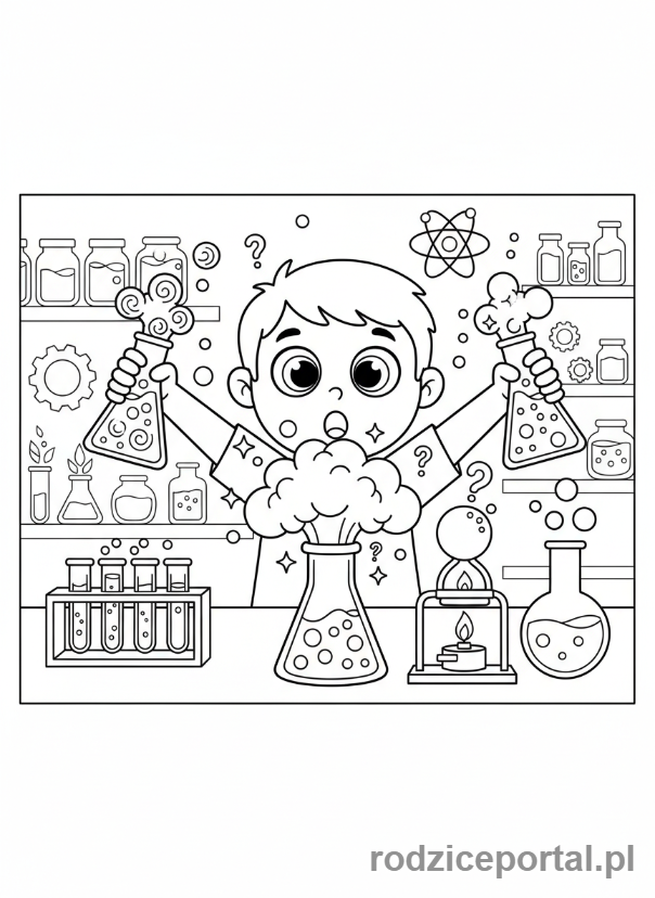 Kolorowanka Rozwijające Myślenie - Eksperyment naukowy
