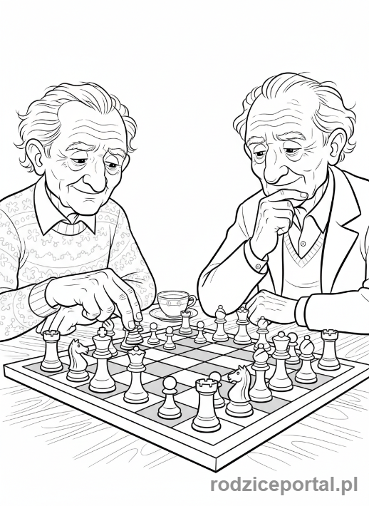 Kolorowanka Rozwijające Myślenie - Partia szachów