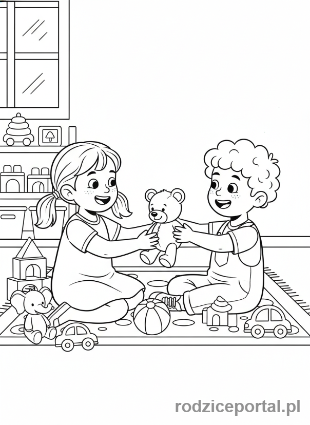 Kolorowanka Rozwój Dziecka - Dzieci-dziela-zabawki
