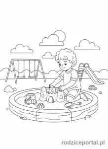 Kolorowanka Rozwój Dziecka - Dziecko-bawi-sie-w-piaskownicy