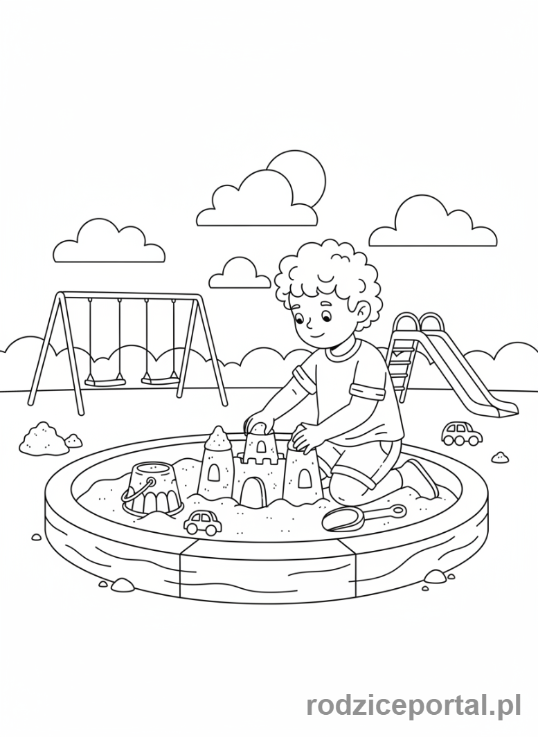 Kolorowanka Rozwój Dziecka - Dziecko-bawi-sie-w-piaskownicy