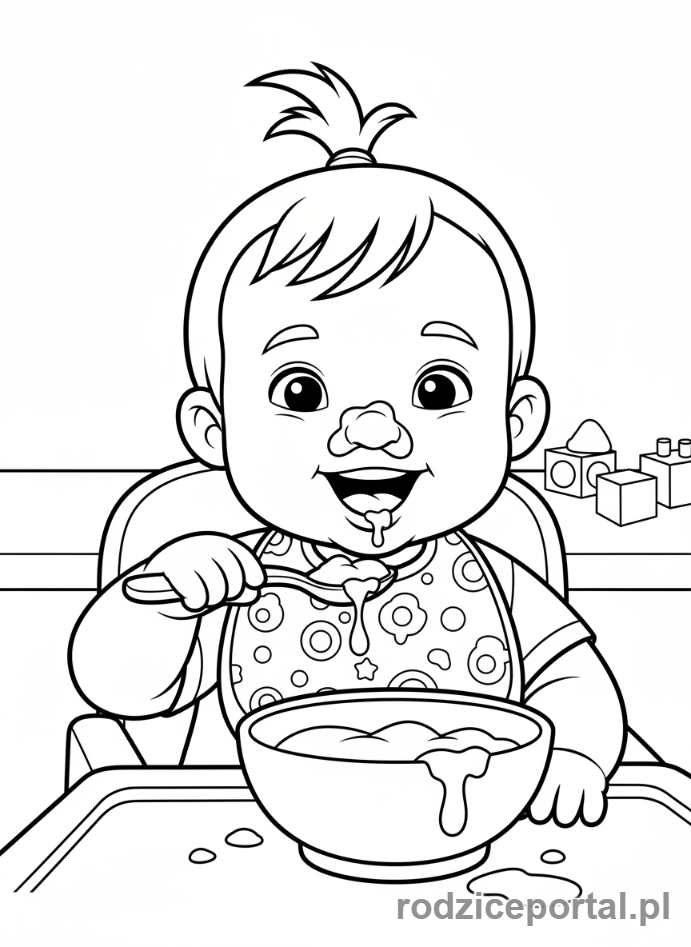 Kolorowanka Rozwój Dziecka - Dziecko-je-samodzielnie
