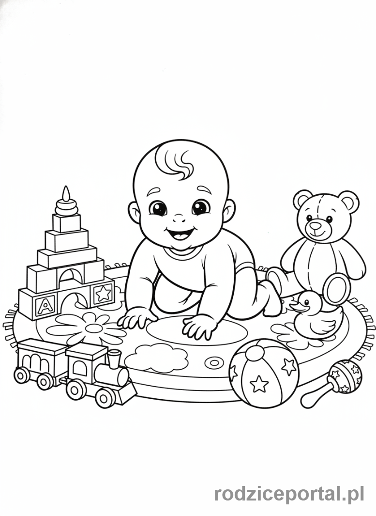 Kolorowanka Rozwój Dziecka - Niemowle-raczkuje