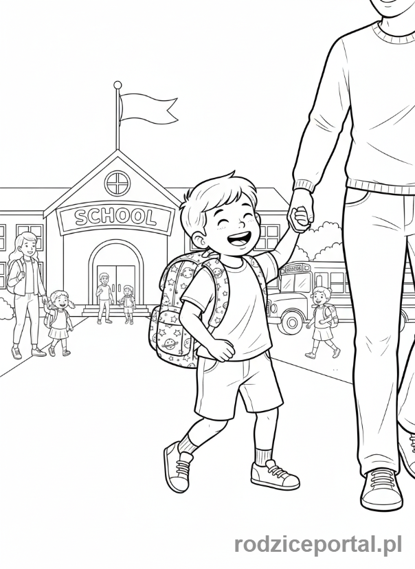 Kolorowanka Rozwój Dziecka - Pierwszy-dzien-szkoly
