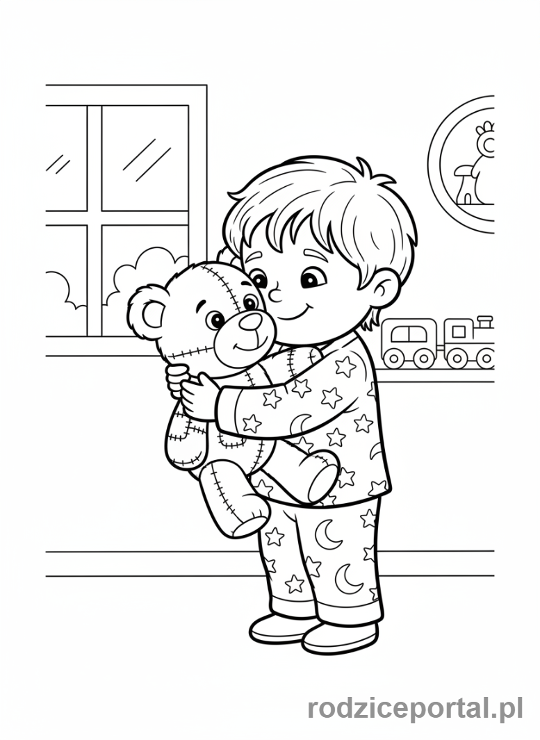 Kolorowanka Rozwój Emocjonalny - Ciepły uścisk misia