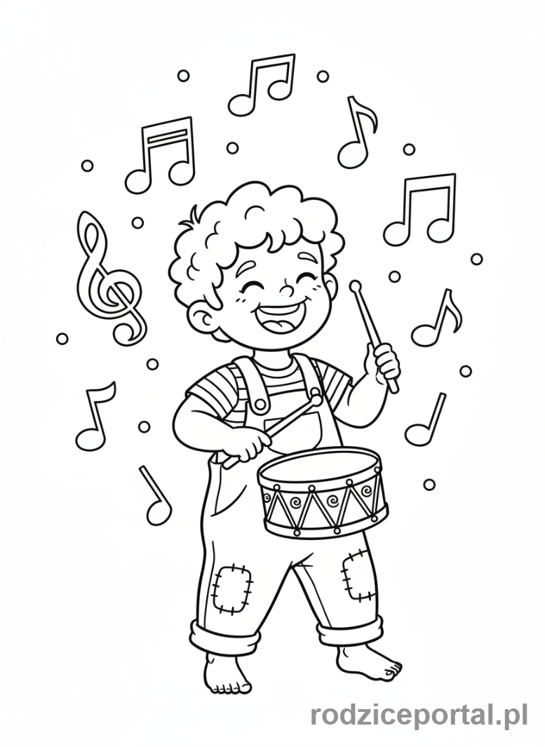 Kolorowanka Rozwój Kreatywny - Młody muzyk grający