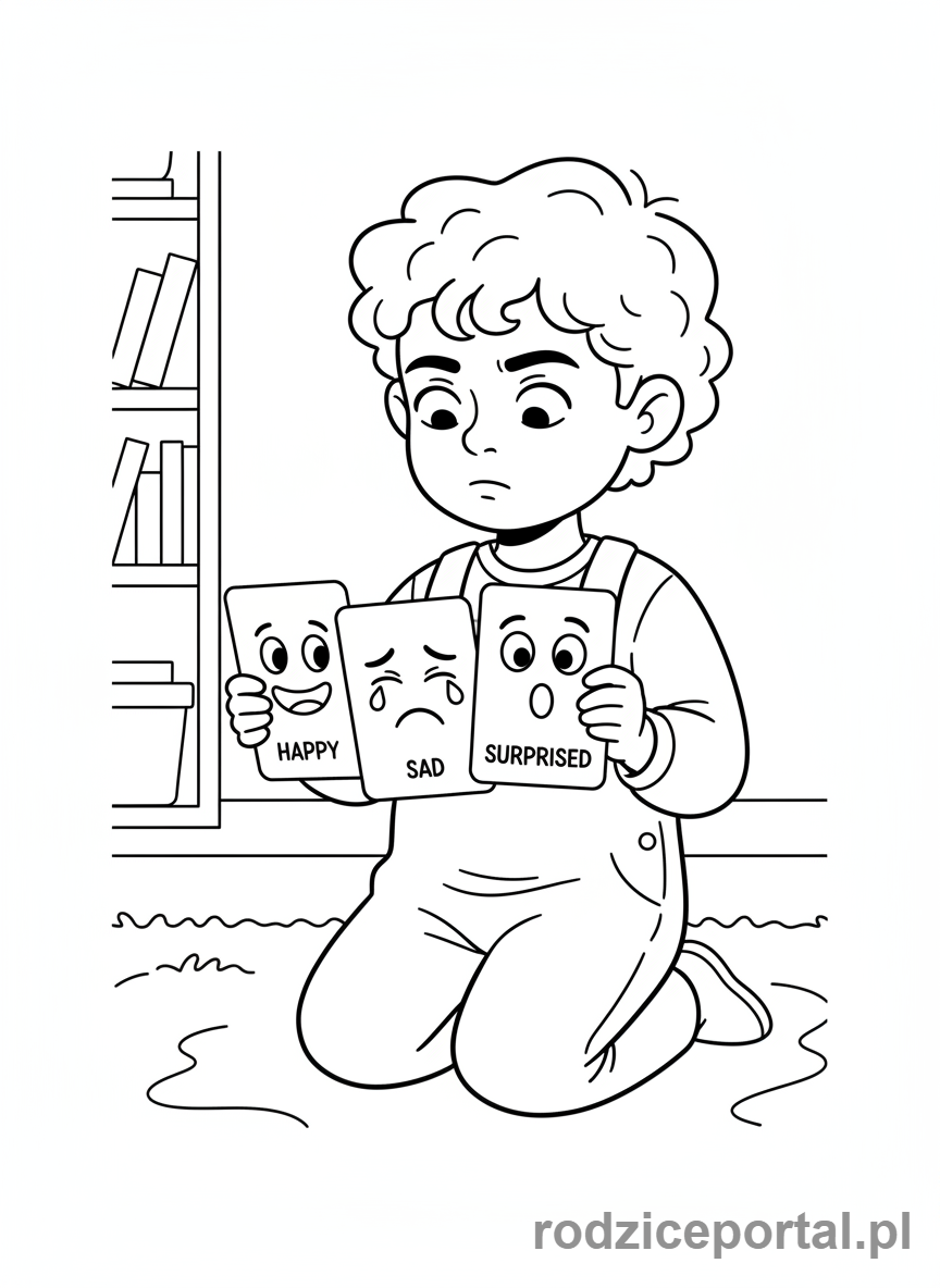 Kolorowanka Rozwój Poznawczy - Dziecko rozpoznające emocje