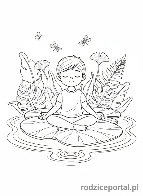 Kolorowanka Rozwój Umysłowy - Dziecko medytujące w spokoju