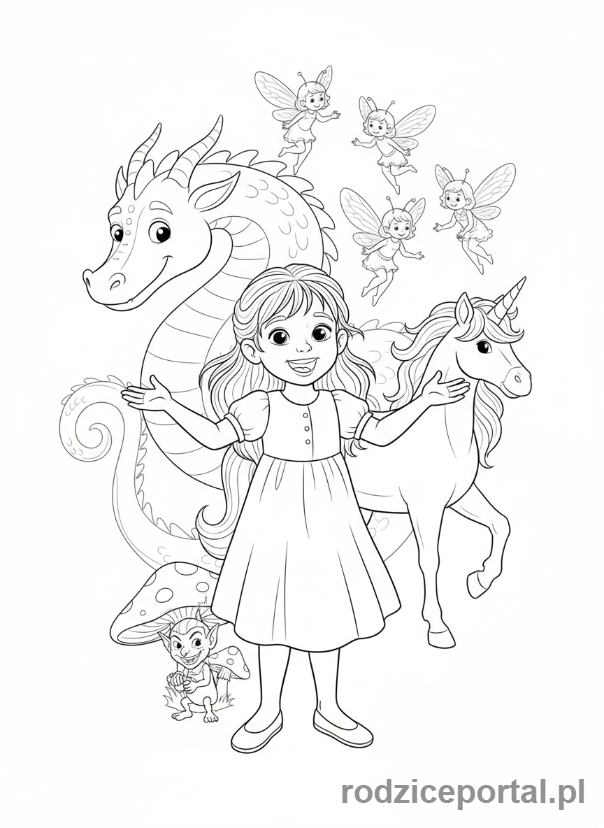 Kolorowanka Rozwój Umysłowy - Dziewczynka opowiadająca historię