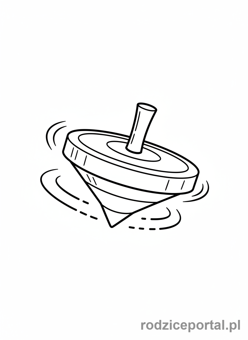 Kolorowanka Ruch - Kręcący się bączek, zbliżenie, wirujący ruch.