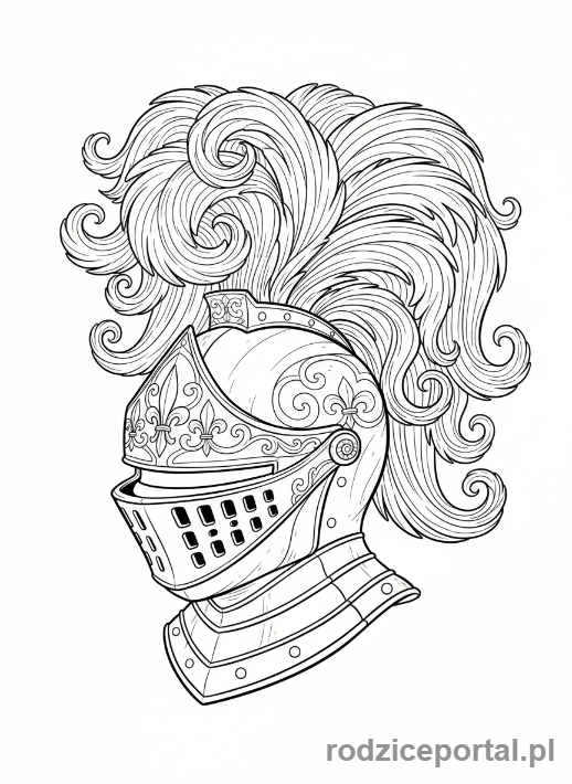 Kolorowanka Rycerze I Zamki - Hełm rycerza
