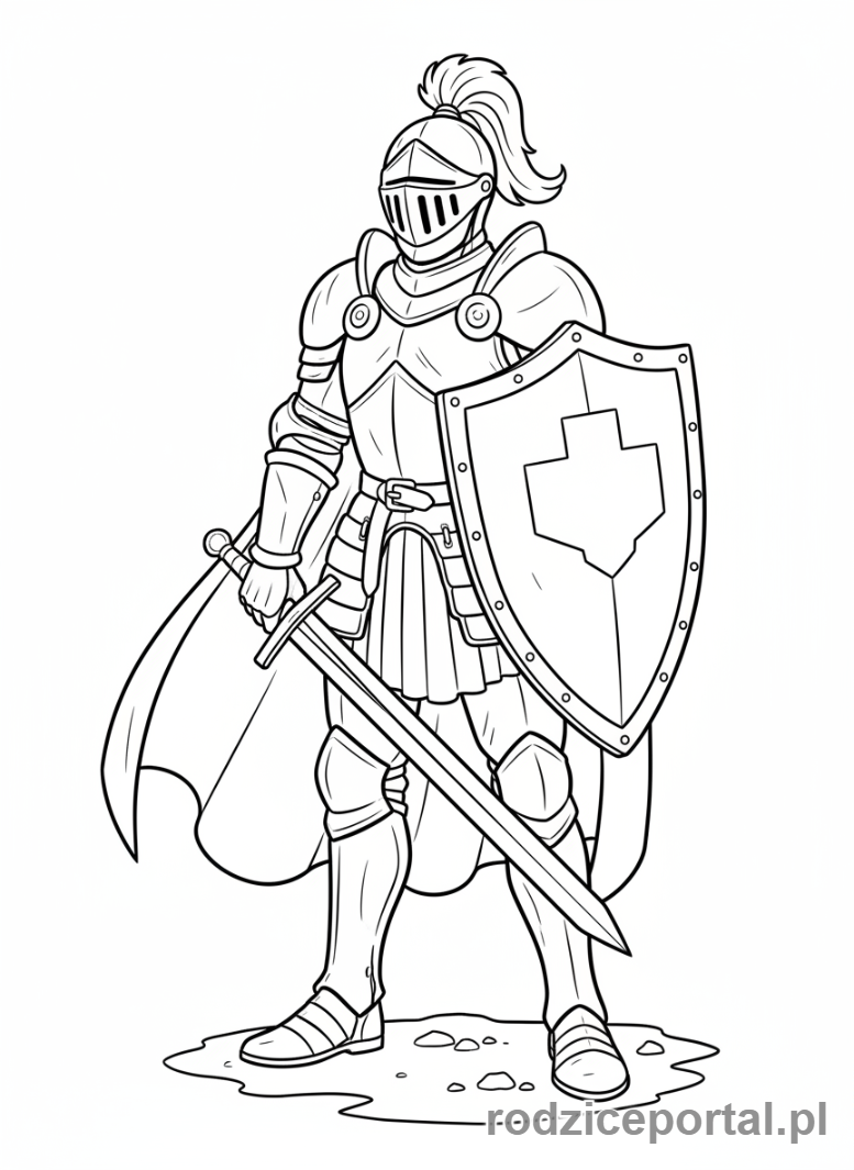 Kolorowanka Rycerze I Zamki - Rycerz w zbroi