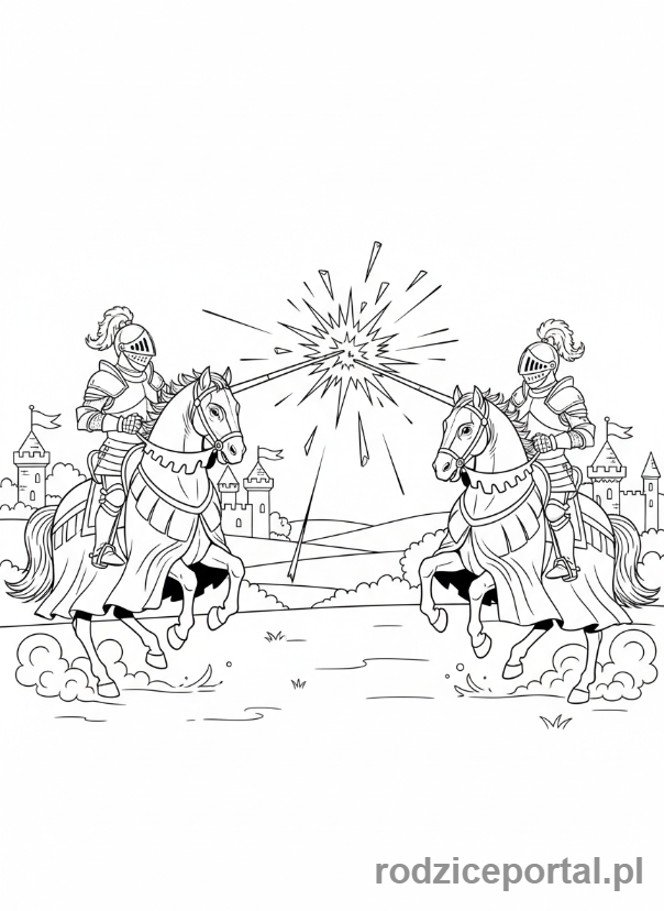 Kolorowanka Rycerze I Zamki - Turniej rycerski