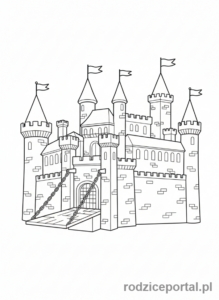 Kolorowanka Rycerze I Zamki - Zamek warowny