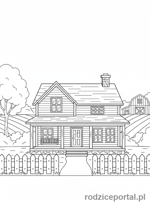 Kolorowanka Rysowanie Po Śladzie - Dom_wiejski