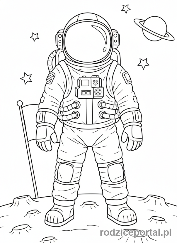 Kolorowanka Rysowanie Po Śladzie - Kosmonauta_cala