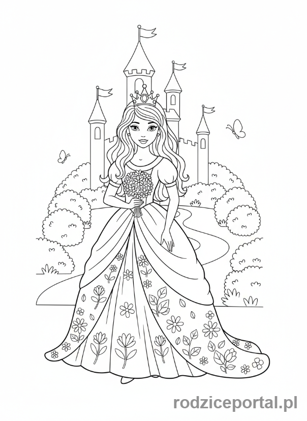 Kolorowanka Rysowanie Po Śladzie - Ksiezniczka_cala