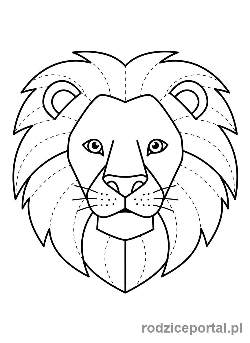 Kolorowanka Rysowanie Po Śladzie - Lew_glowa
