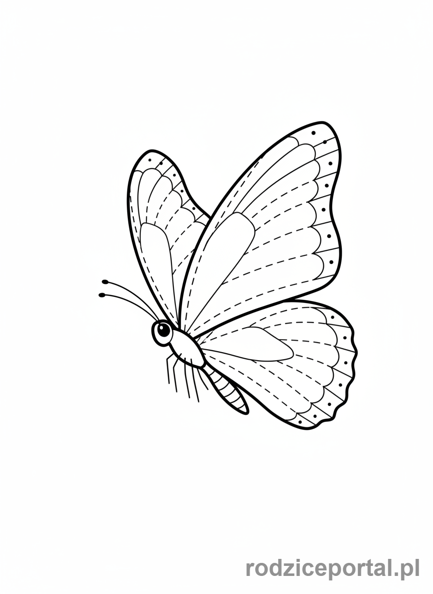 Kolorowanka Rysowanie Po Śladzie - Motyl_lot