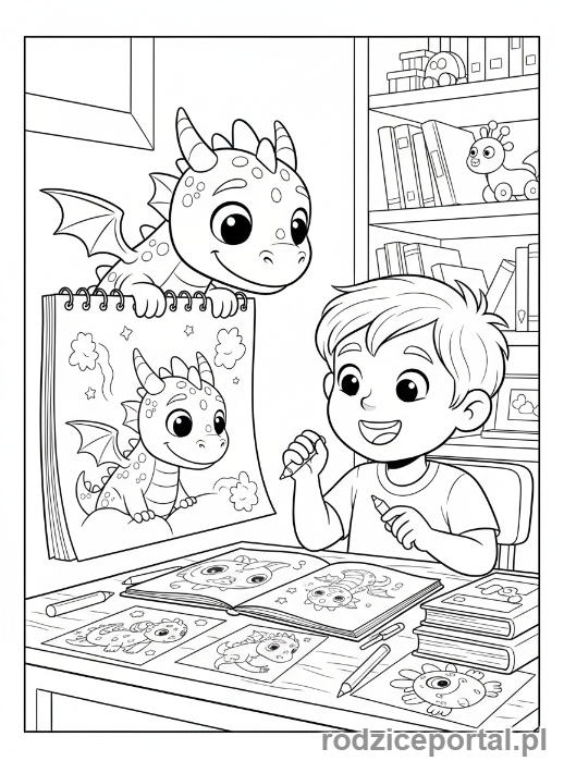 Kolorowanka Rysowanie Z Wyobraźni - Magiczna istota ożywająca z rysunku