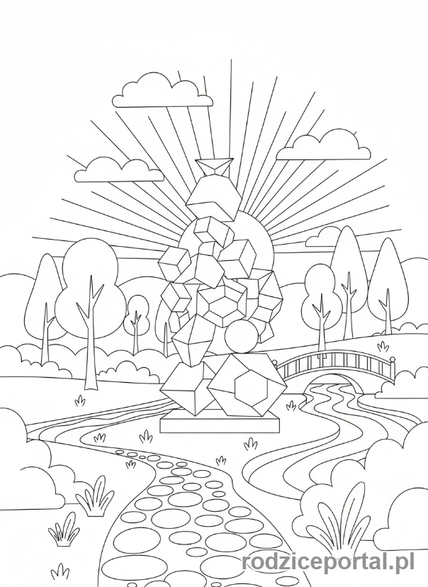 Kolorowanka Rzeźba - Abstrakcyjna rzeźba nowoczesna