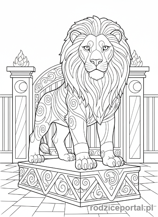 Kolorowanka Rzeźba - Rzeźba lwa