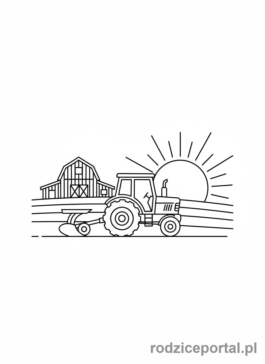 Kolorowanka Samochody - Traktor na polu