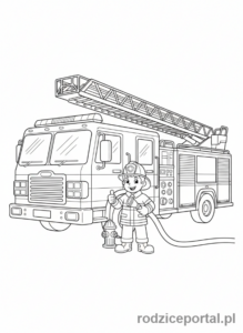 Kolorowanka Samochody - Wóz strażacki z drabiną