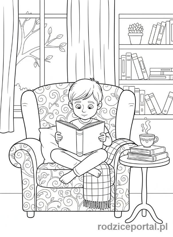 Kolorowanka Samodzielność - Dziecko czyta książkę