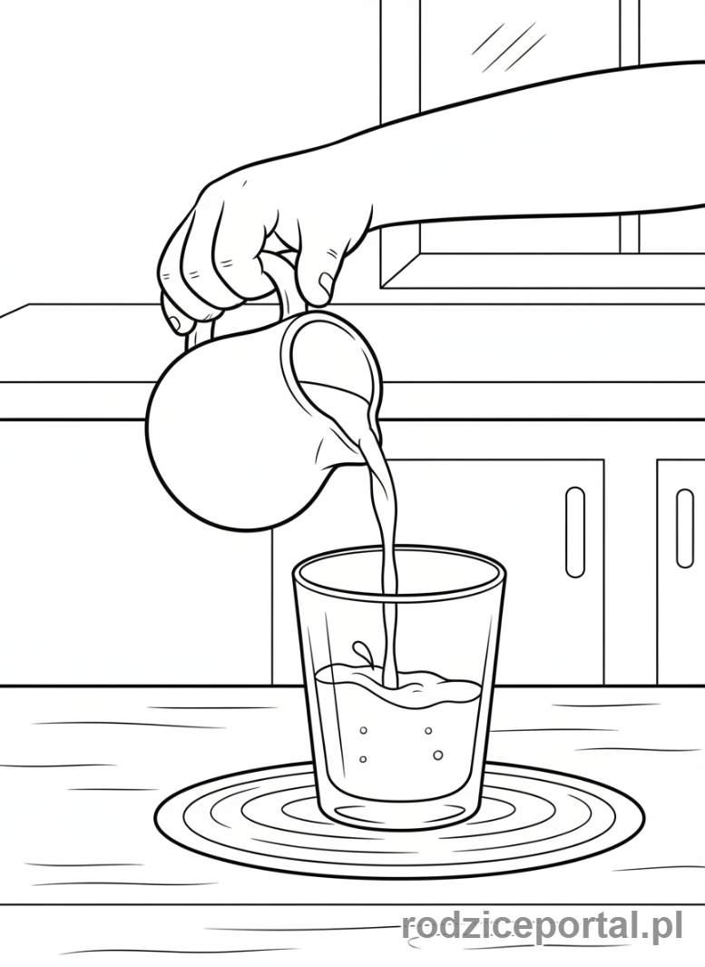 Kolorowanka Samodzielność - Dziecko nalewa mleko