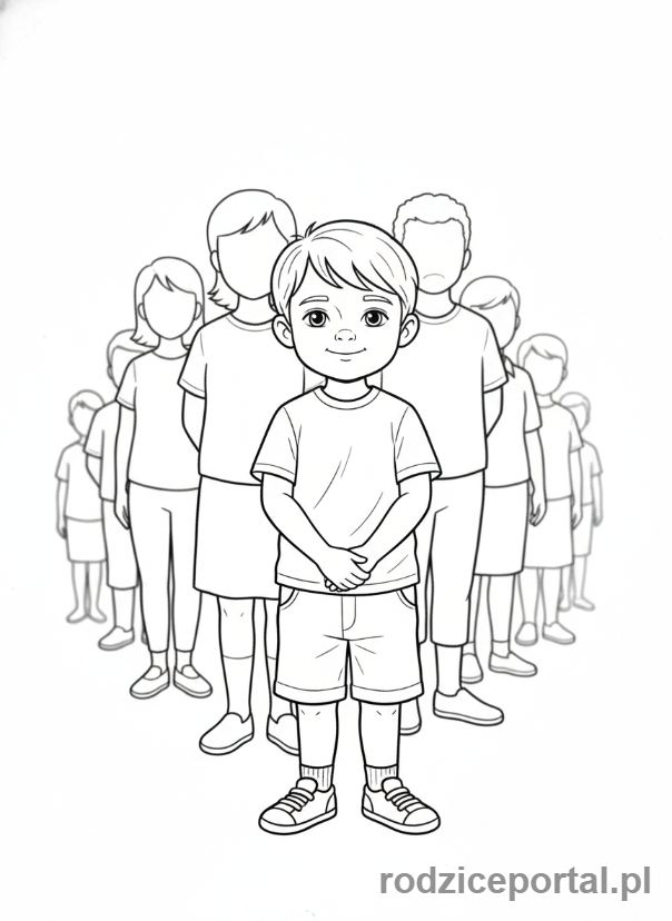 Kolorowanka Samokontrola - Dziecko cierpliwie czeka w kolejce