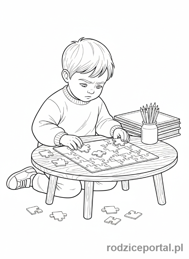 Kolorowanka Samokontrola - Dziecko rozwiązuje zagadkę spokojnie