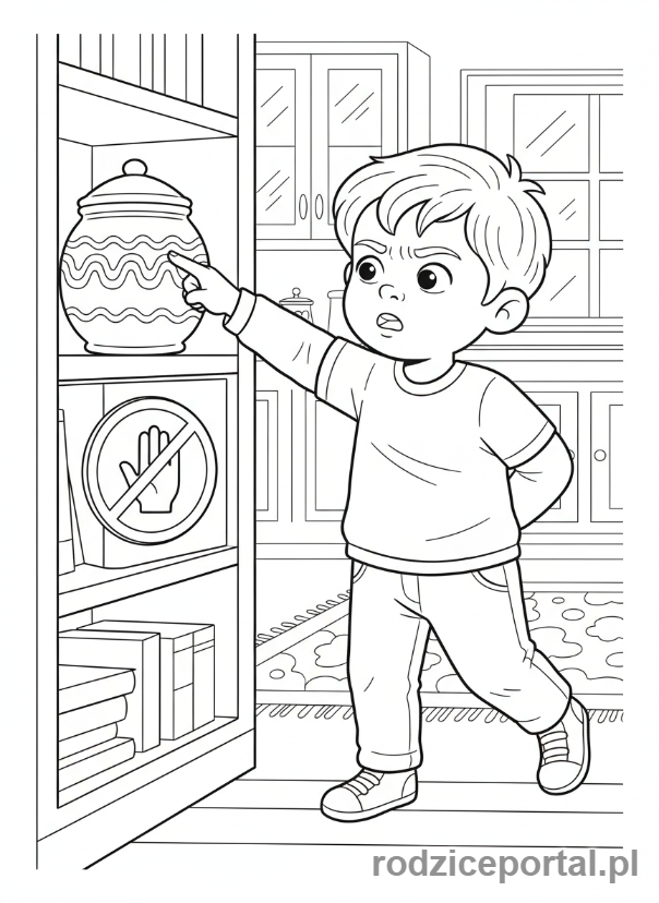 Kolorowanka Samokontrola - Dziecko unika dotykania