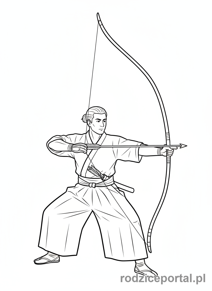 Kolorowanka Samuraje - Samuraj z łukiem