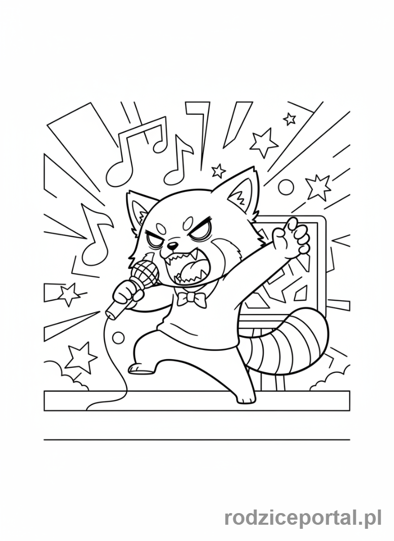 Kolorowanka Sanrio - Aggretsuko śpiewająca karaoke