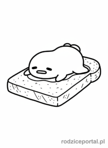 Kolorowanka Sanrio - Gudetama leżący na toście