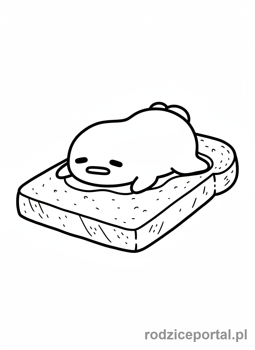 Kolorowanka Sanrio - Gudetama leżący na toście