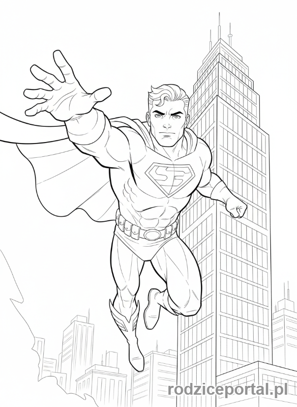 Kolorowanka Scenariusze - Superbohater ratuje miasto
