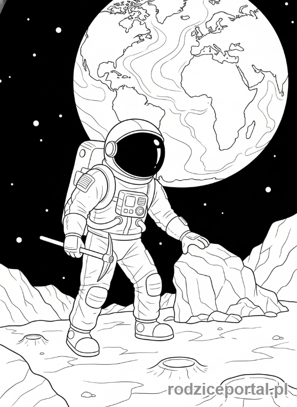 Kolorowanka Scenki - Astronauta na Księżycu