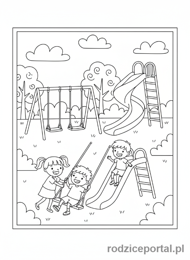 Kolorowanka Scenki - Dzieci w parku